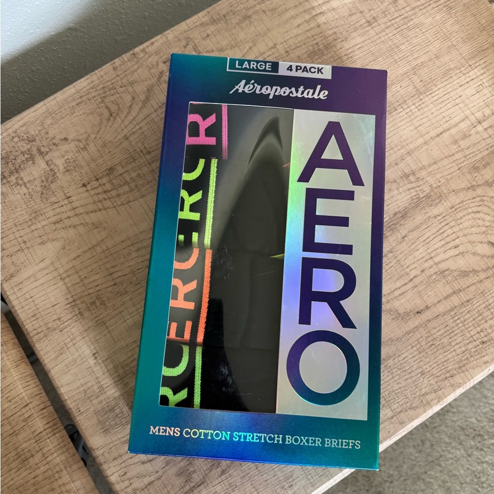 Aeropostale Men's Cotton Stretch Boxer Briefs - Teal/Blue Gradient Box